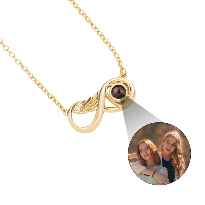 Necklaces Hidden Forever Custom Infinity Wing Heart Hidden Photo Necklace