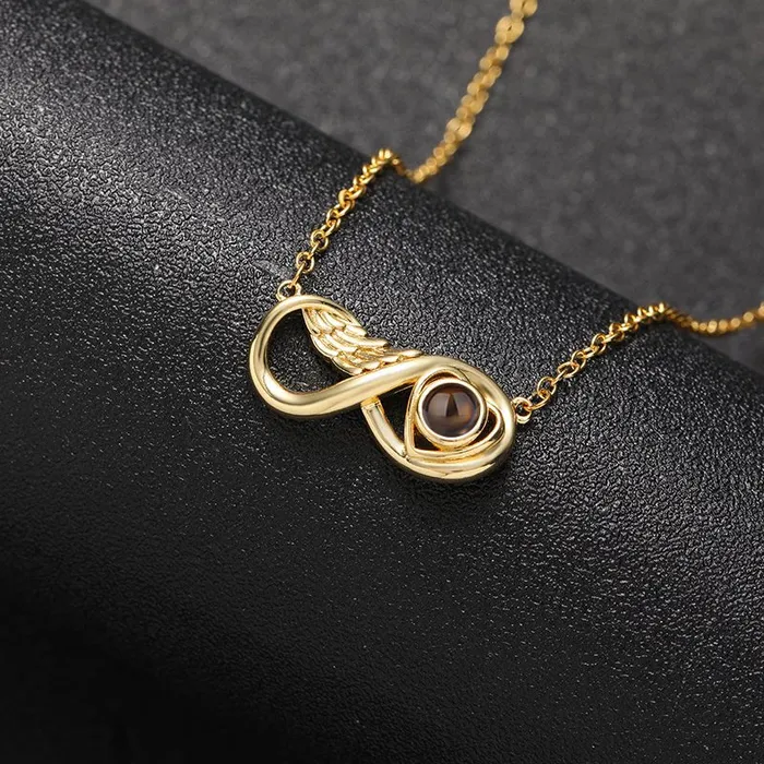 Necklaces Hidden Forever Custom Infinity Wing Heart Hidden Photo Necklace