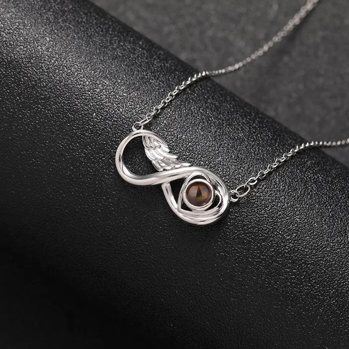 Necklaces Hidden Forever Custom Infinity Wing Heart Hidden Photo Necklace