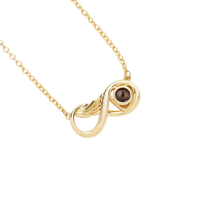 Necklaces Hidden Forever Custom Infinity Wing Heart Hidden Photo Necklace