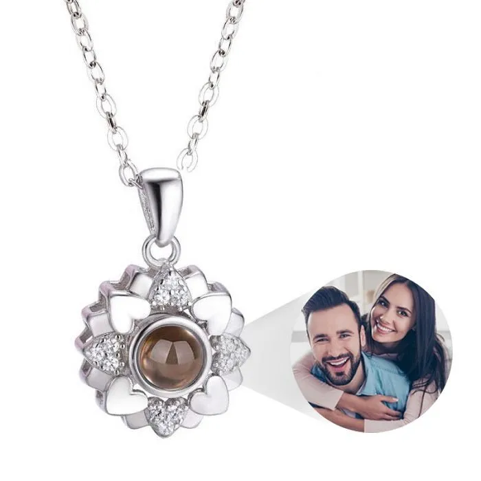 Necklaces Hidden Forever Custom Photo Projection Heart Flower Necklace