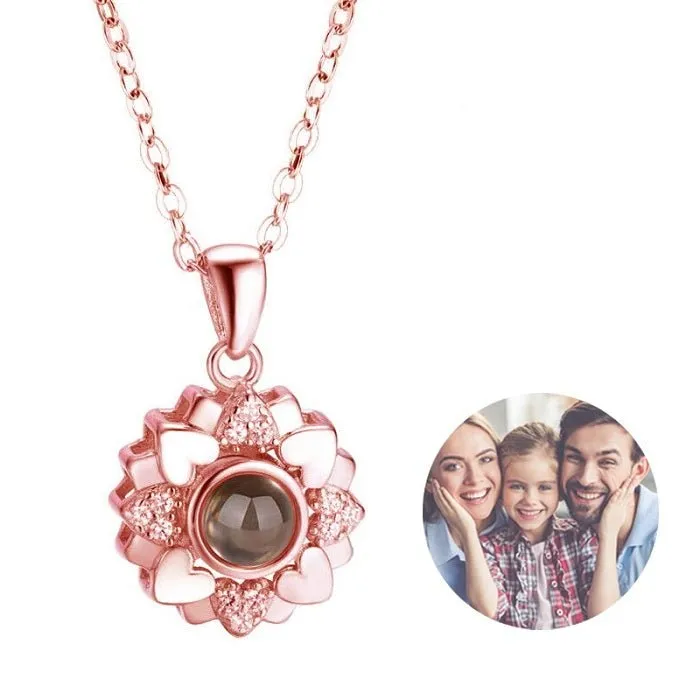 Necklaces Hidden Forever Custom Photo Projection Heart Flower Necklace