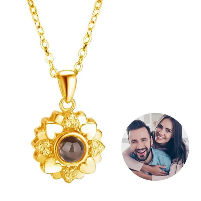 Necklaces Hidden Forever Custom Photo Projection Heart Flower Necklace