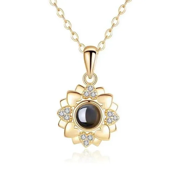 Necklaces Hidden Forever Custom Photo Projection Heart Flower Necklace