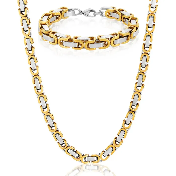 Necklaces Invicta Jewelry Invicta Jewelry Byzantine Chain Gold Two Tone Bracelet and Necklace Set Necklaces Invicta Jewelry Invicta Jewelry Byzantine Chain Gold Two Tone Bracelet and Necklace Set