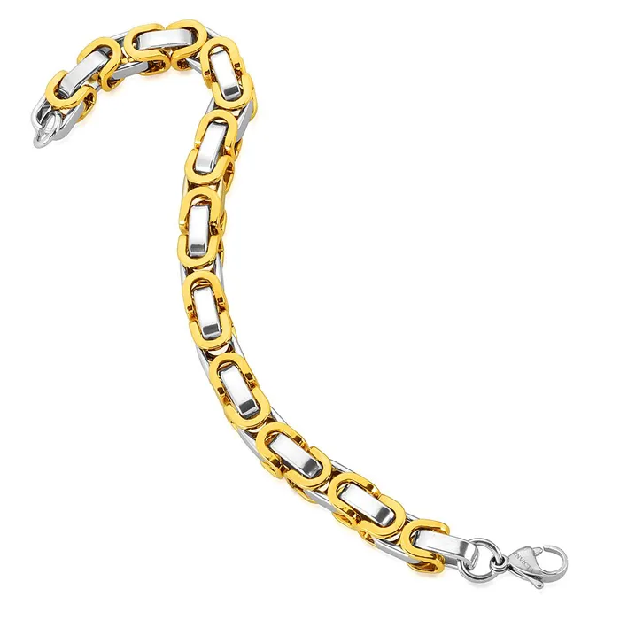 Necklaces Invicta Jewelry Invicta Jewelry Byzantine Chain Gold Two Tone Bracelet and Necklace Set