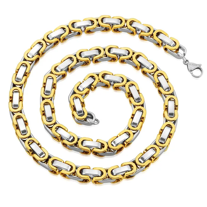 Necklaces Invicta Jewelry Invicta Jewelry Byzantine Chain Gold Two Tone Bracelet and Necklace Set