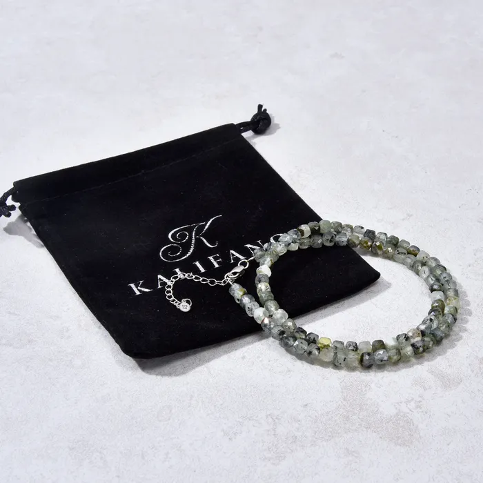 Necklaces KALIFANO Moonstone Faceted 4mm Barrel 16 Necklace with Sterling Silver Extender