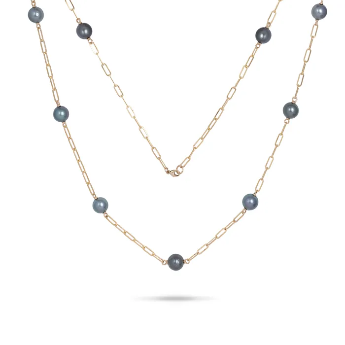 Necklaces Maui Divers Jewelry Adjustable 3435 Tahitian Black Pearl Paperclip Chain Necklace in Gold 1011mm Necklaces Maui Divers Jewelry Adjustable 3435 Tahitian Black Pearl Paperclip Chain Necklace in Gold 1011mm