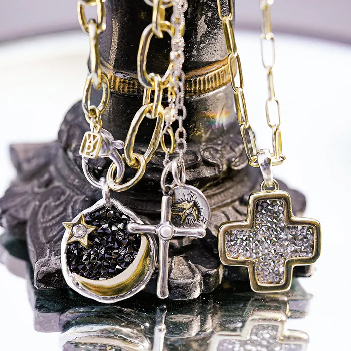 Necklaces Waxing Poetic Poetic Cross with Pearl Pendant Sterling Silver