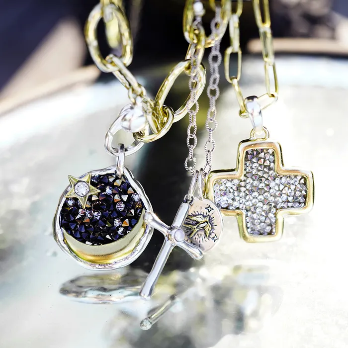 Necklaces Waxing Poetic Poetic Cross with Pearl Pendant Sterling Silver