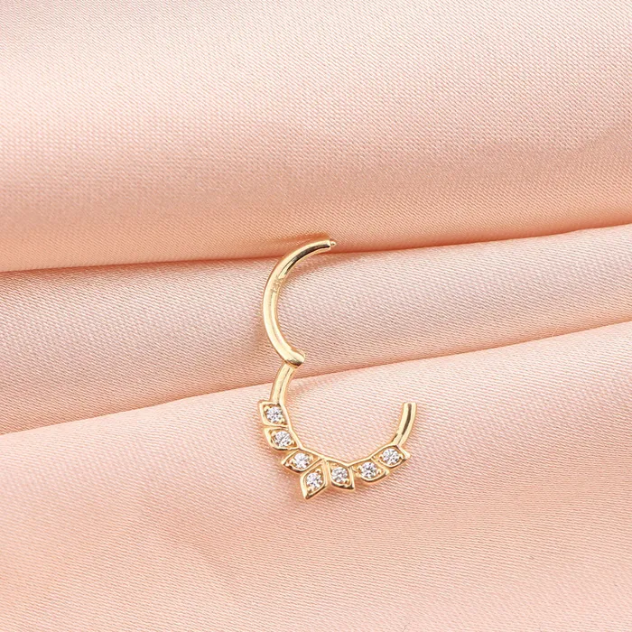 OUFER BODY JEWELRY Earrings 14K Gold Daith Earring 16G CZ Cluster Hinged Segment Hoop OUFER BODY JEWELRY Earrings 14K Gold Daith Earring 16G CZ Cluster Hinged Segment Hoop