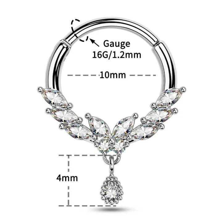 OUFER BODY JEWELRY Earrings 16G Butterfly CZ Dangle Septum Ring Helix Earrings OUFER BODY JEWELRY Earrings 16G Butterfly CZ Dangle Septum Ring Helix Earrings