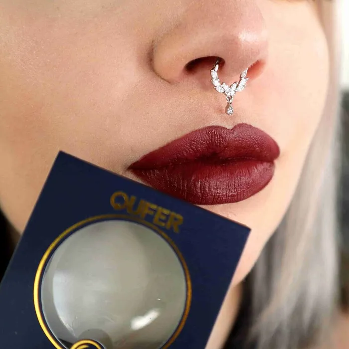 OUFER BODY JEWELRY Earrings 16G Butterfly CZ Dangle Septum Ring Helix Earrings OUFER BODY JEWELRY Earrings 16G Butterfly CZ Dangle Septum Ring Helix Earrings