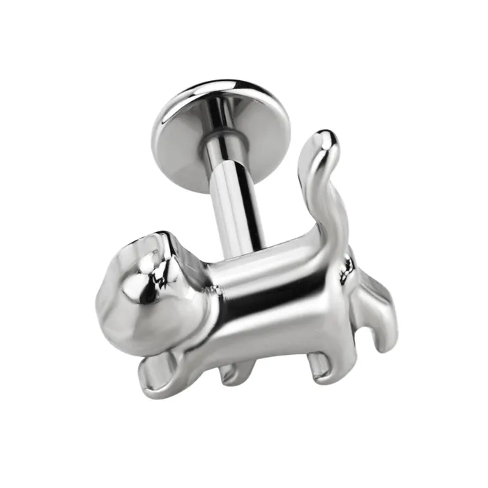 OUFER BODY JEWELRY Earrings 16G Titanium Internally Threaded Cute Cat Cartilage Stud OUFER BODY JEWELRY Earrings 16G Titanium Internally Threaded Cute Cat Cartilage Stud