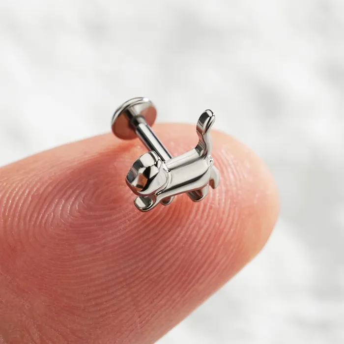 OUFER BODY JEWELRY Earrings 16G Titanium Internally Threaded Cute Cat Cartilage Stud OUFER BODY JEWELRY Earrings 16G Titanium Internally Threaded Cute Cat Cartilage Stud