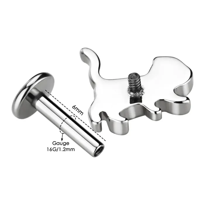 OUFER BODY JEWELRY Earrings 16G Titanium Internally Threaded Cute Cat Cartilage Stud OUFER BODY JEWELRY Earrings 16G Titanium Internally Threaded Cute Cat Cartilage Stud