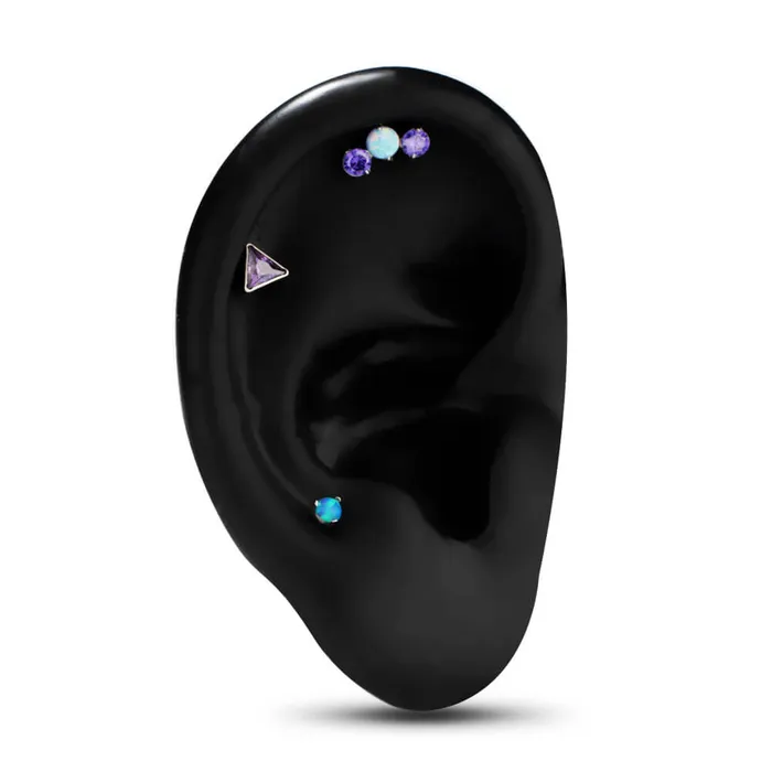 OUFER BODY JEWELRY Earrings 16G Titanium Internally Threaded Opal Violet CZ Flat Back Cartilage Earring OUFER BODY JEWELRY Earrings 16G Titanium Internally Threaded Opal Violet CZ Flat Back Cartilage Earring
