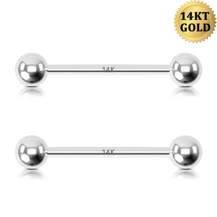 OUFER BODY JEWELRY Rings 14K White Gold Nipple Ring Solid Ball Nipple Piercing Barbell OUFER BODY JEWELRY Rings 14K White Gold Nipple Ring Solid Ball Nipple Piercing Barbell