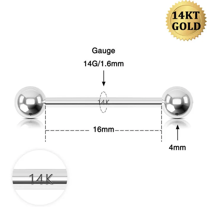 OUFER BODY JEWELRY Rings 14K White Gold Nipple Ring Solid Ball Nipple Piercing Barbell OUFER BODY JEWELRY Rings 14K White Gold Nipple Ring Solid Ball Nipple Piercing Barbell