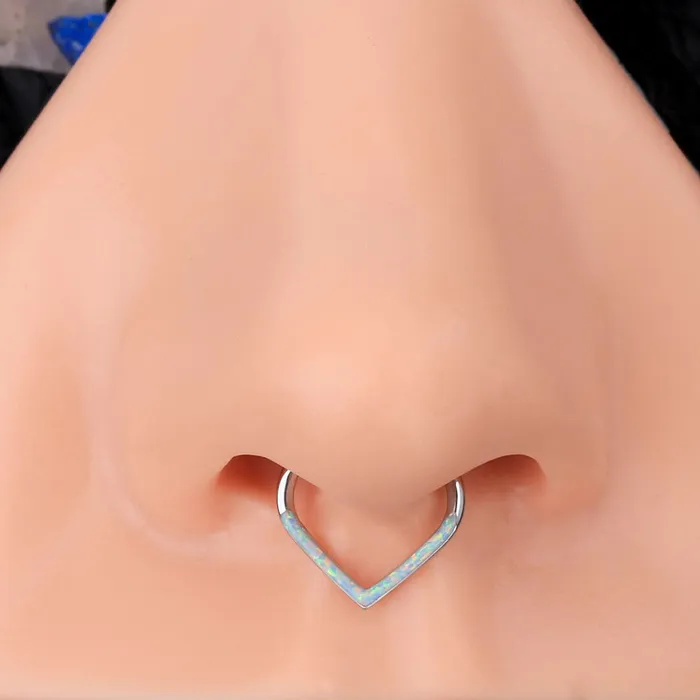 OUFER BODY JEWELRY Rings 16G 810mm White Opal Triangle Septum Segment Ring