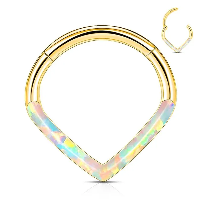OUFER BODY JEWELRY Rings 16G 810mm White Opal Triangle Septum Segment Ring