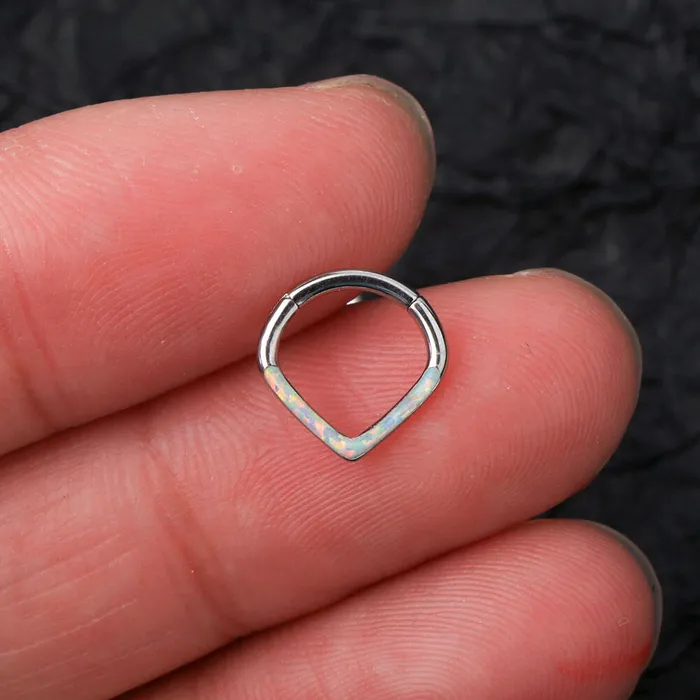 OUFER BODY JEWELRY Rings 16G 810mm White Opal Triangle Septum Segment Ring
