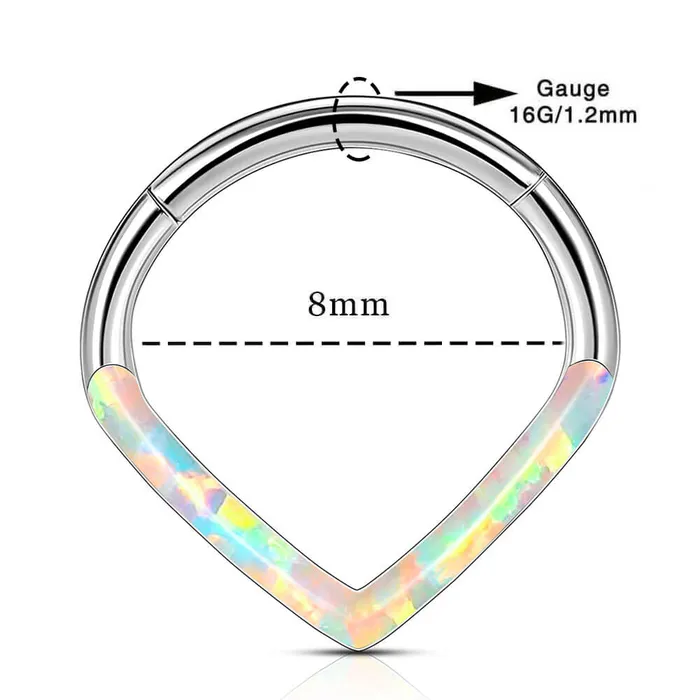 OUFER BODY JEWELRY Rings 16G 810mm White Opal Triangle Septum Segment Ring