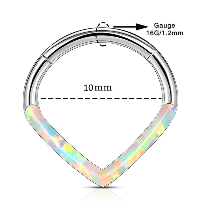 OUFER BODY JEWELRY Rings 16G 810mm White Opal Triangle Septum Segment Ring