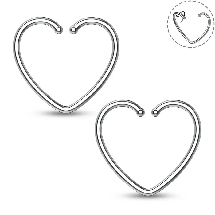 OUFER BODY JEWELRY Rings 20G Titanium Heart Seamless Nose Ring