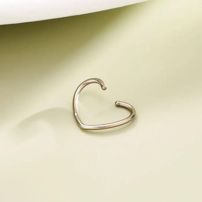OUFER BODY JEWELRY Rings 20G Titanium Heart Seamless Nose Ring