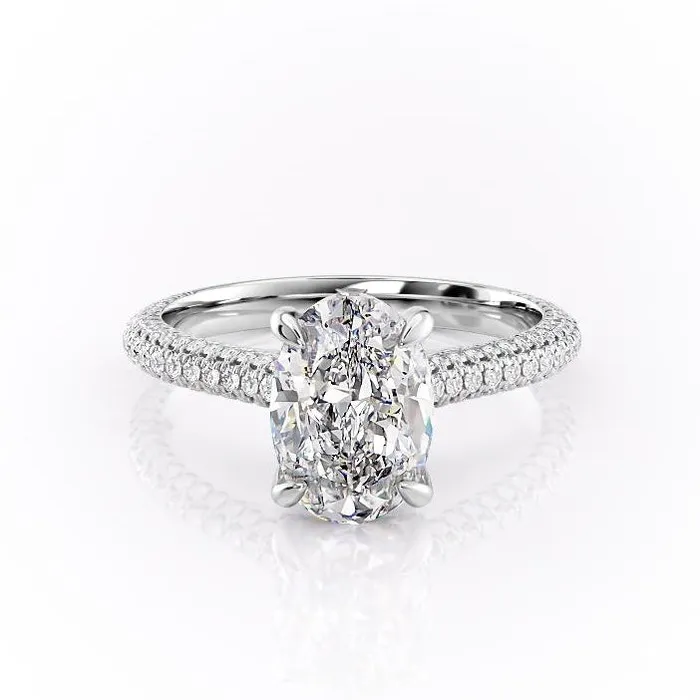 Oval Cut Moissanite Engagement Ring With Side Stones Flawless Moissanite Rings Oval Cut Moissanite Engagement Ring With Side Stones Flawless Moissanite Rings