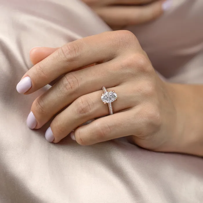 Oval Cut Moissanite Engagement Ring With Side Stones Flawless Moissanite Rings