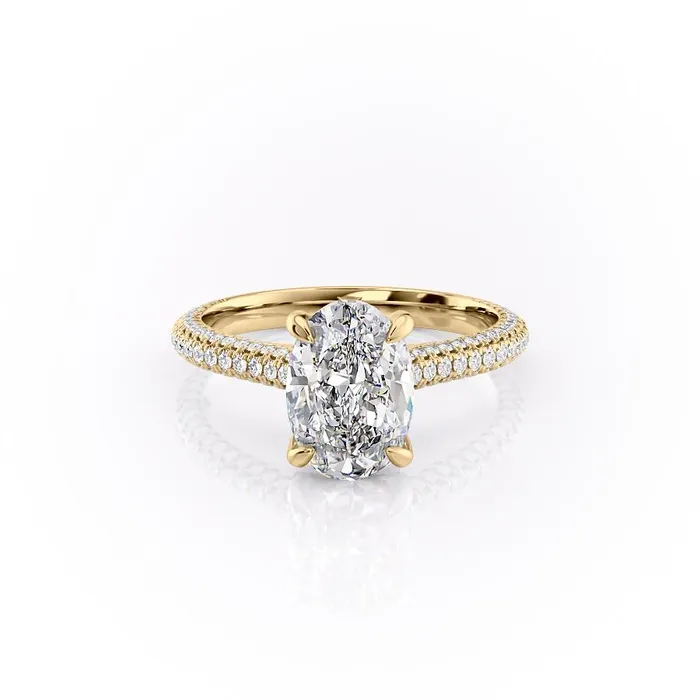 Oval Cut Moissanite Engagement Ring With Side Stones Flawless Moissanite Rings