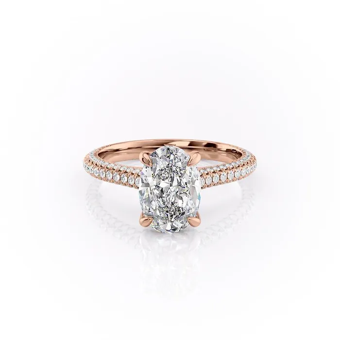 Oval Cut Moissanite Engagement Ring With Side Stones Flawless Moissanite Rings