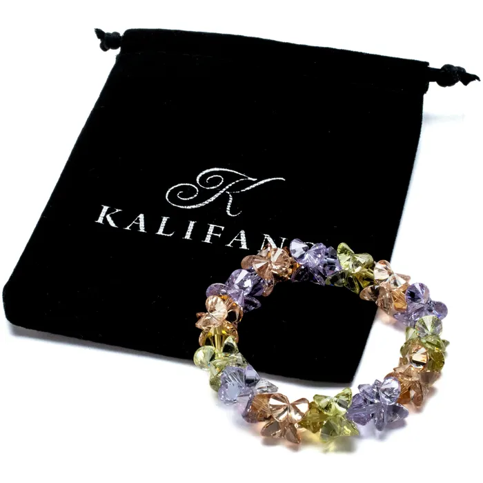 Pastel Spring Faceted Cubic Zirconia Crystal Elastic Bracelet Alexander Kalifano Bracelets