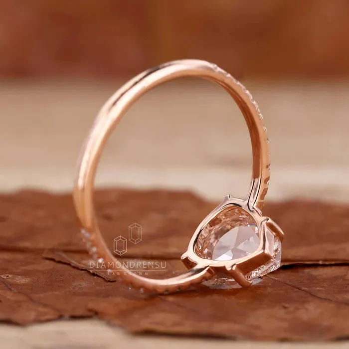 Pear Rose Cut Lab Created Diamond Pave Engagement Ring Diamondrensu Rings Pear Rose Cut Lab Created Diamond Pave Engagement Ring Diamondrensu Rings
