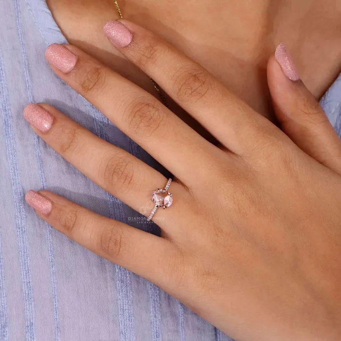 Pear Rose Cut Lab Created Diamond Pave Engagement Ring Diamondrensu Rings Pear Rose Cut Lab Created Diamond Pave Engagement Ring Diamondrensu Rings