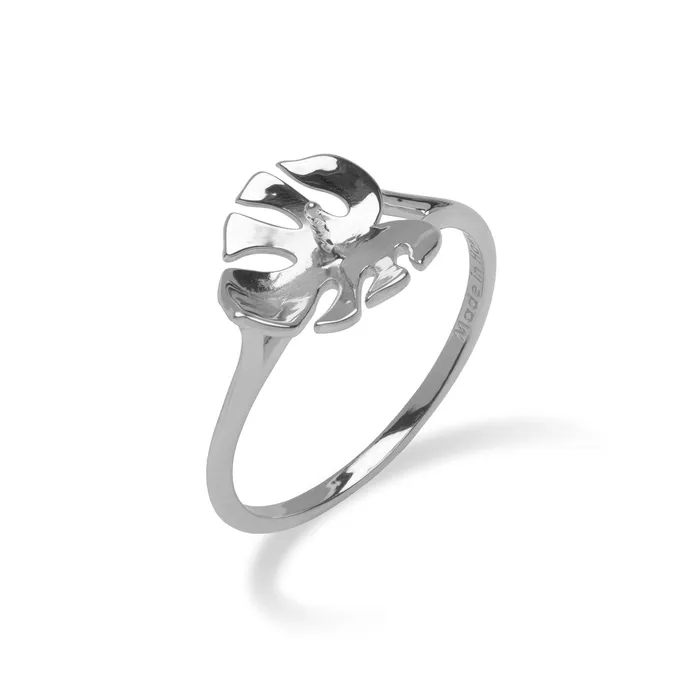 Pick A Pearl Monstera Ring in White Gold PickAPearl Rings