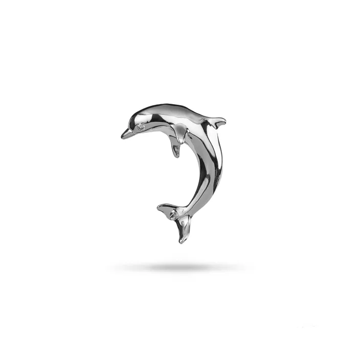 PickAPearl Necklaces Pick A Pearl Dolphin Pendant in White Gold with Diamond