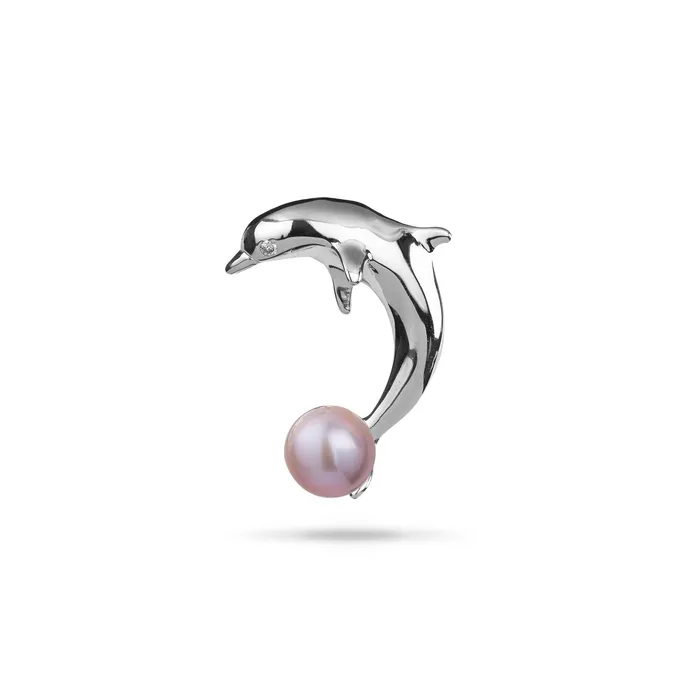 PickAPearl Necklaces Pick A Pearl Dolphin Pendant in White Gold with Diamond