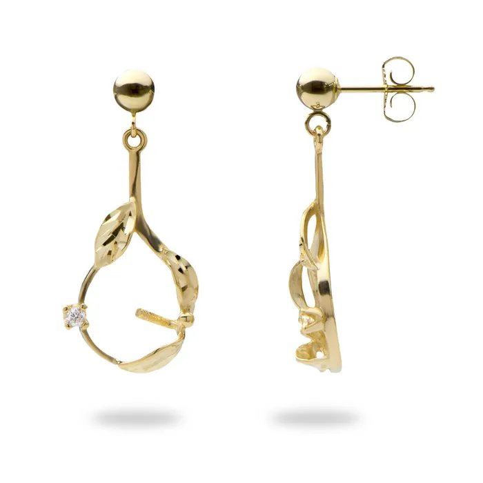 PickAPearl Pick A Pearl Maile Earrings in Gold with Diamonds Earrings