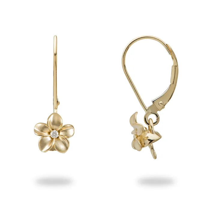 PickAPearl Pick A Pearl Plumeria Earrings in Gold with Diamonds Earrings