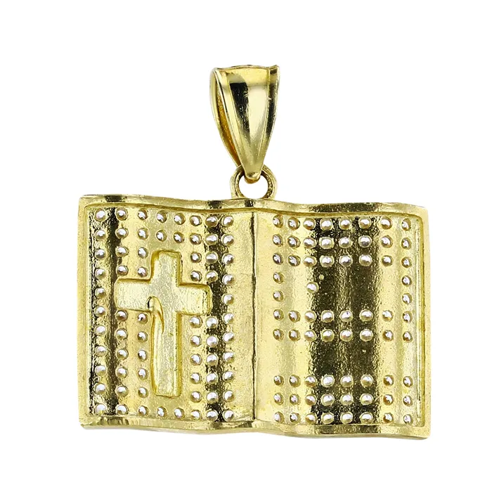 PreStyled Sets DecadenceJewelry 14K Yellow Gold 25x24mm Micropave Holy Bible Pendant PreStyled Sets DecadenceJewelry 14K Yellow Gold 25x24mm Micropave Holy Bible Pendant