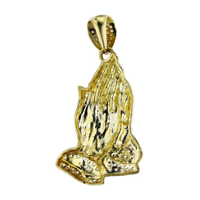 PreStyled Sets DecadenceJewelry 14K Yellow Gold 26x13mm Polished Micropave Praying Hands Pendant PreStyled Sets DecadenceJewelry 14K Yellow Gold 26x13mm Polished Micropave Praying Hands Pendant