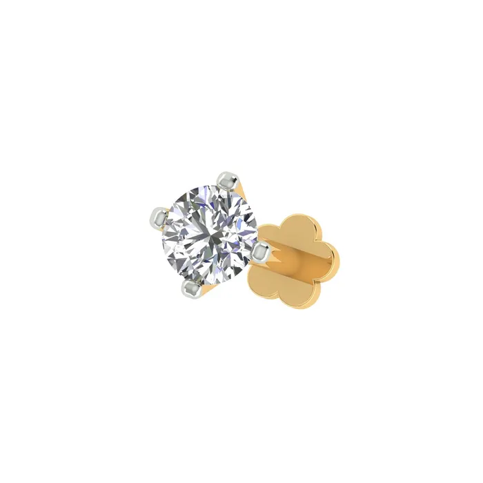 PreStyled Sets Gold Palace 18k Yellow Gold Round Shape Delicate Diamond Nose Pin with Screwback of Carat 009 PreStyled Sets Gold Palace 18k Yellow Gold Round Shape Delicate Diamond Nose Pin with Screwback of Carat 009