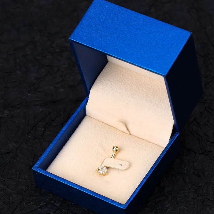Rings 14K Gold Belly Ring Planet Clear CZ 14G Belly Button Ring OUFER BODY JEWELRY