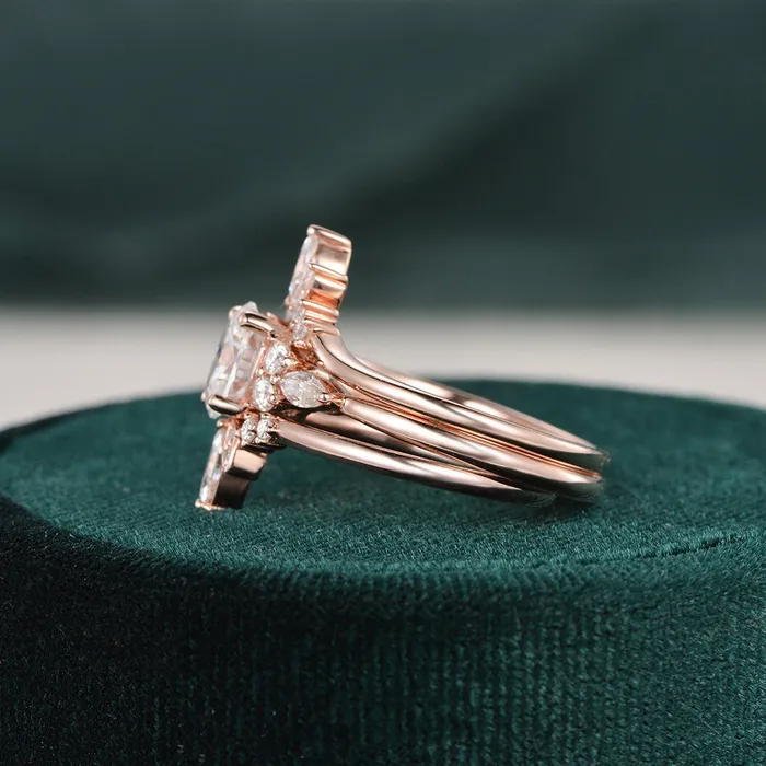 Rings 3pcs Vintage Style Bridal Ring Set Oval Cut Center Stone Flawless Moissanite Rings 3pcs Vintage Style Bridal Ring Set Oval Cut Center Stone Flawless Moissanite