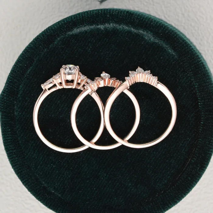 Rings 3pcs Vintage Style Bridal Ring Set Oval Cut Center Stone Flawless Moissanite Rings 3pcs Vintage Style Bridal Ring Set Oval Cut Center Stone Flawless Moissanite