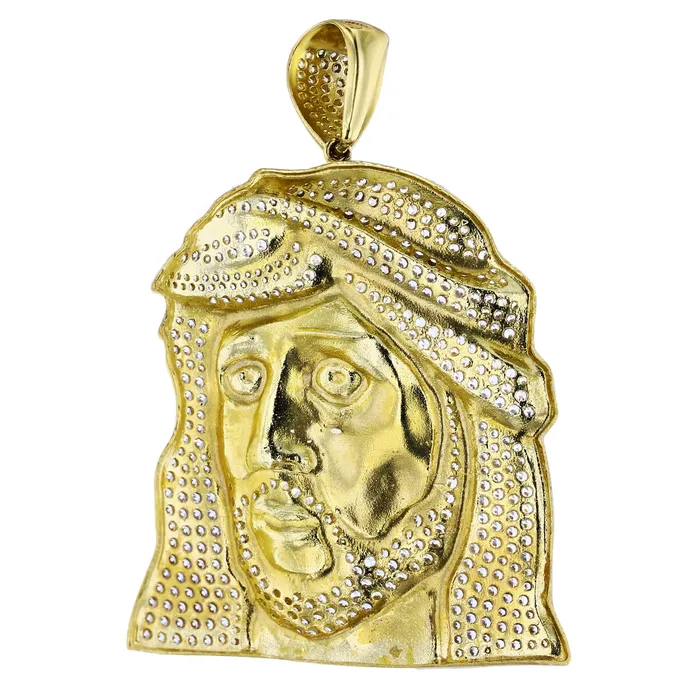 Rings DecadenceJewelry 14K TwoTone Gold 67x47mm Micropave Jesus Head Pendant Rings DecadenceJewelry 14K TwoTone Gold 67x47mm Micropave Jesus Head Pendant